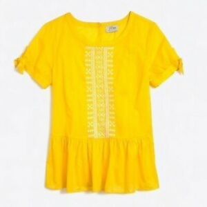 NWT size 2 J Crew peplum embroidered yellow top